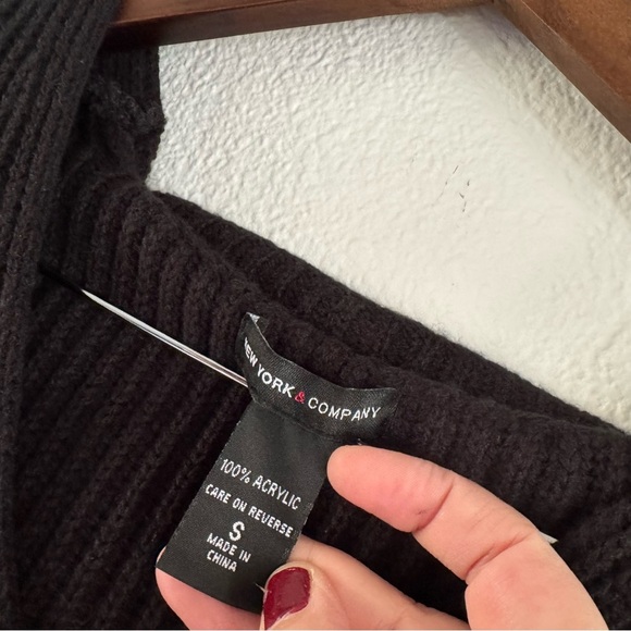 Ribbed Chunky Knit Button Detachable Cowl Neck Drape Sweater Small NY & Company - Picture 9 of 11